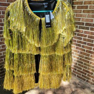 Nasty Gal Metallic Tiered Fringe Jacket